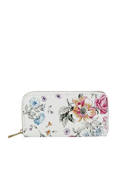 SOFILINE Portofel din piele naturală 8954 07 Alb cu imprimeu floral