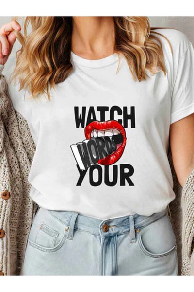 Sarah's Boutique Women's T-Shirt – 100% Cotton – Quote “WATCH YOUR MOUTH”