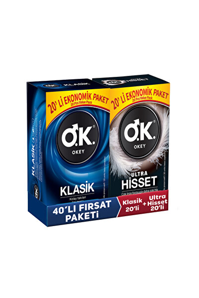 Okey Ultra Hisset 20'li Prezervatif & Klasik 20'li Prezervatif Set