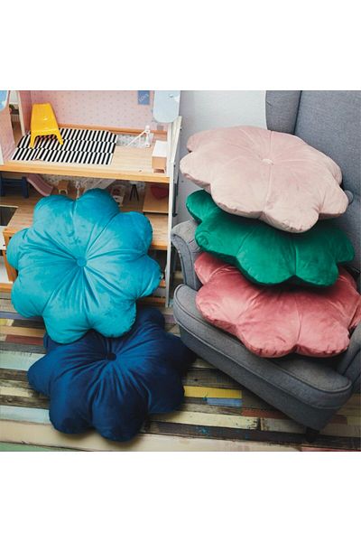 OEM Perna Decorativa Puffet Floare din Catifea Roz Pudra, 45 cm Diametru