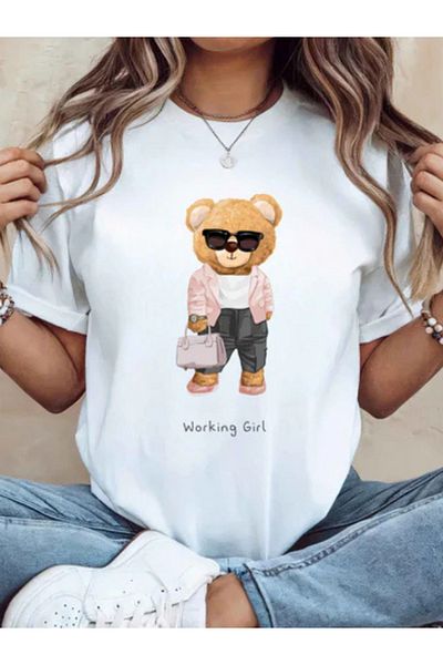 Sarah's Boutique Women's T-Shirt – 100% Cotton – Teddy Bears “WORKING GIRL”