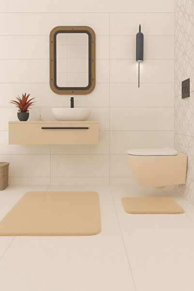 KEVLİNE Bathroom Mat Flat Double Toilet Set 50X80 - 40X50, Soft Soft Key