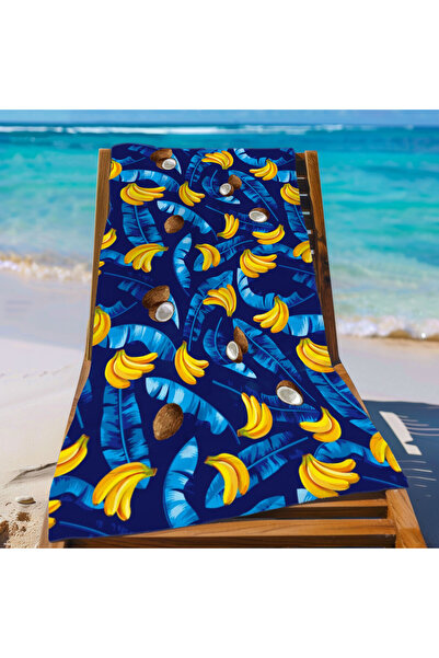 Piloji منشفة شاطئ مطبوعة بنمط صيفي - منشفة شاطئ ناعمة الملمس سريعة الجفاف مقاس 75 × 150 سم