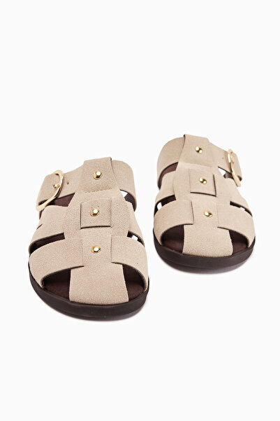 Limoya Γυναικείες παντόφλες Hima Beige Comfort Buckle