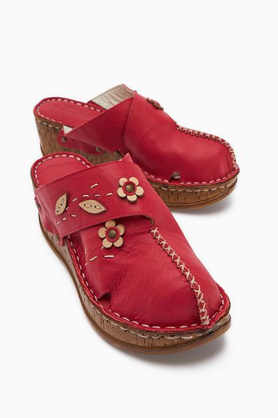 Limoya Papuci de confort cu talpă învechită din piele naturală Alto Red
