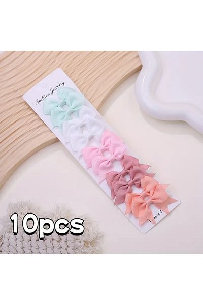 Atılgan Grp 10Pcs Cute Princess Bow Hair Clip Set - Colorful & Versatile Clip-On Children's Barrette 5 Pairs