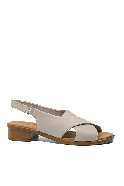 Anna Viotti women's gray genuine leather sandals with crisscross pattern