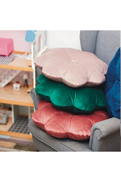 OEM Pink Velvet Flower Puffet Decorative Pillow, 45 cm Diameter