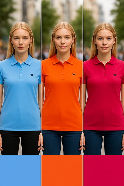 comstar Pachet de 3 tricouri de bază cu guler polo simplu pentru femei