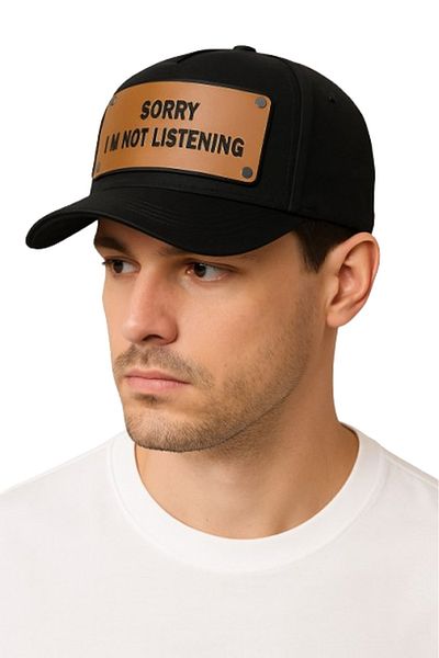 CosmoOutlet Sorry I'M Not Listening Written Adjustable Cap Model Black Men's Hat