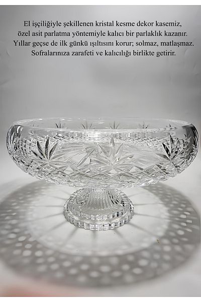 AKDEN STORE Crystal Cutting Decor Elegant Series 26 cm Tableware Glass Bowl