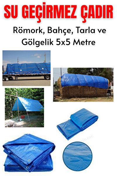 RS JANTİ STORE Su Geçirmez Lamineli Çok Amaçlı Çadır Branda - Römork, Bahçe, Tarla ve Gölgelik 5x5 Metre