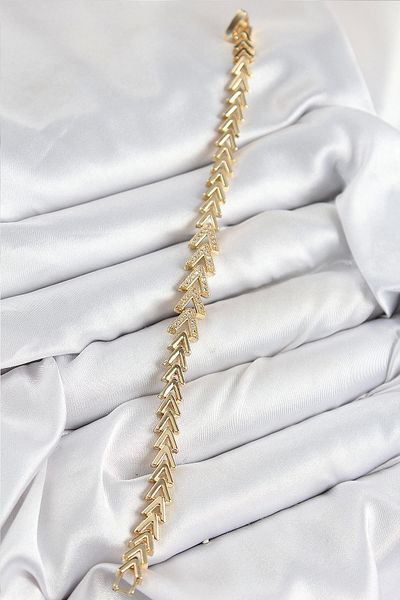 NETWORK ART Bfs Brass Zircon Stone Row Arrow Model Gold Color Women's Bracelet