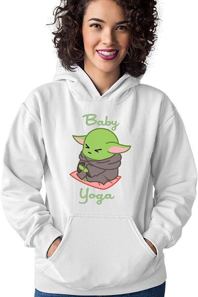 OEM Hanorac dama Baby Yoda Meditate Morning Stress