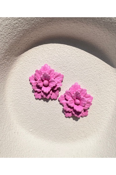 ACCESSORY Pink Layered Flower Design Earrings