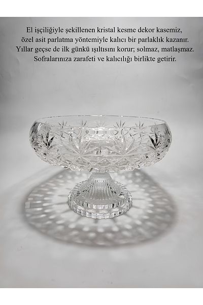AKDEN STORE Crystal Cutting Decor Elegant Series 26 cm Tableware Glass Bowl