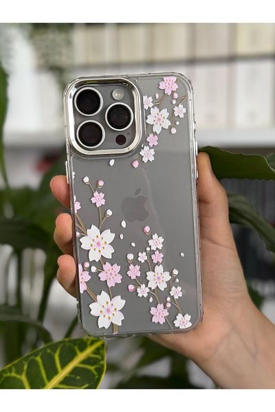 daystar حافظة هاتف شفافة بنمط زهر الكرز متوافقة مع هاتف iPhone 15 Pro Max