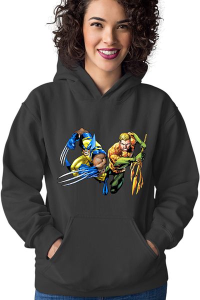 OEM Women's Hoodie Aquaman Wolverine Superhero Super Powers Wolf Cartoons DC