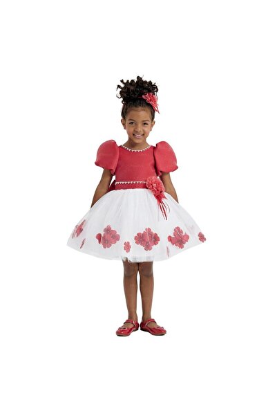 Pamina Elegant red dress for girls with flowers - Kids