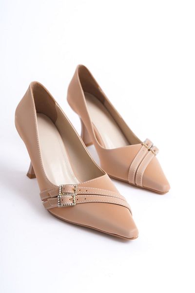 Zerenyus Maya Premium Women's Nude Satin Heeled Shoes
