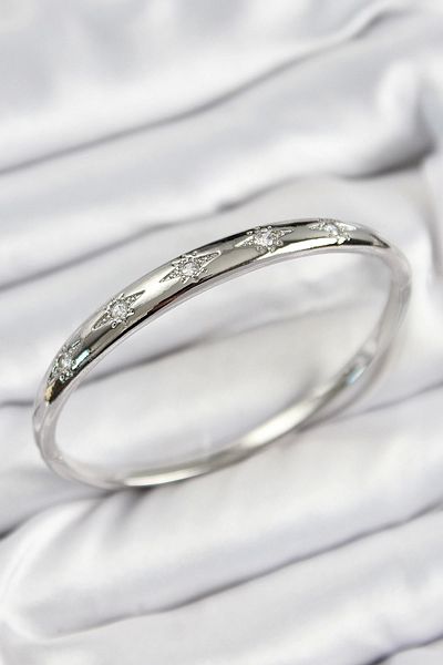 NETWORK ART Bfs Brass Zircon Stone Pole Star Model Silver Color Women's Handcuffs