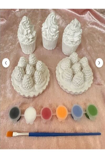 magnocandles Cupcake Ve Çilekli Tart Taş Obje Boyama 5’li Ve 6’lı Boya Ve Fır...