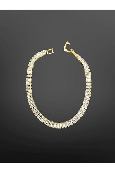 FM Baguette Zircon Stone Gold Color 316L Steel Bracelet |   Sparkling Classic and Elegant Jewelry
