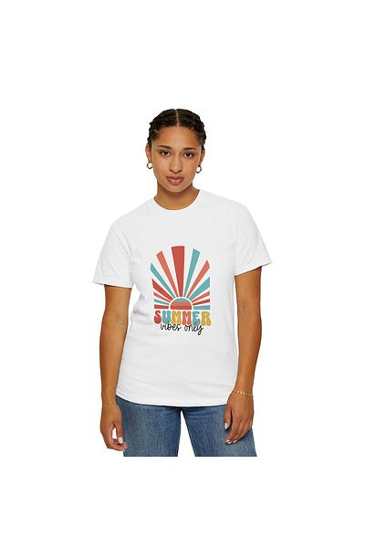 Hilosh Summer Vibes Only Printed Crew Neck Comfort Fit Unisex White T-Shirt