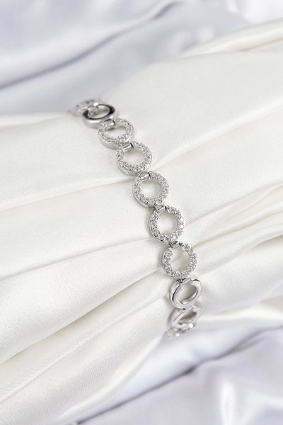 NETWORK ART Bfs Brass Zircon Stone Row Ring Model Silver Color Women's Bracelet
