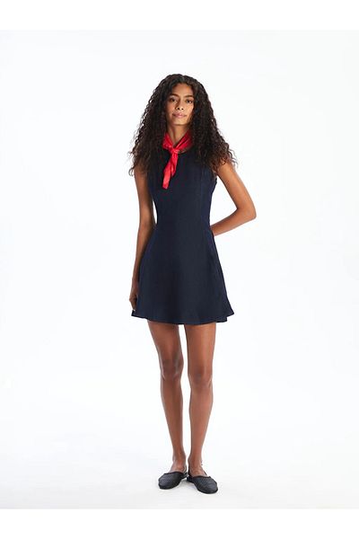 LC Waikiki Xside indigo crew neck peplum mini jean dress