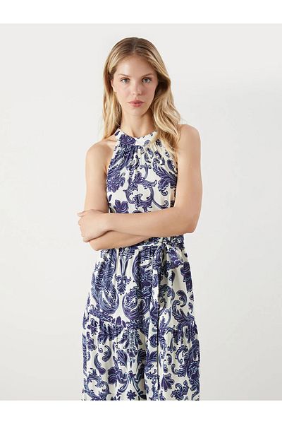 LC Waikiki Lcw Vision Blue Halter Neck Floral Dress