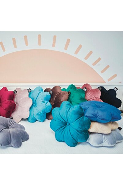 OEM Brown Velvet Flower Puffet Decorative Pillow, 45 cm Diameter