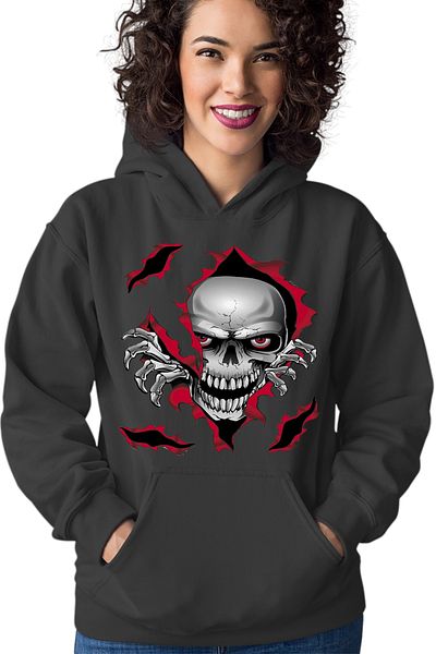 OEM Women's Predator Biker Skull Logo Motor Skeleton Hoodie