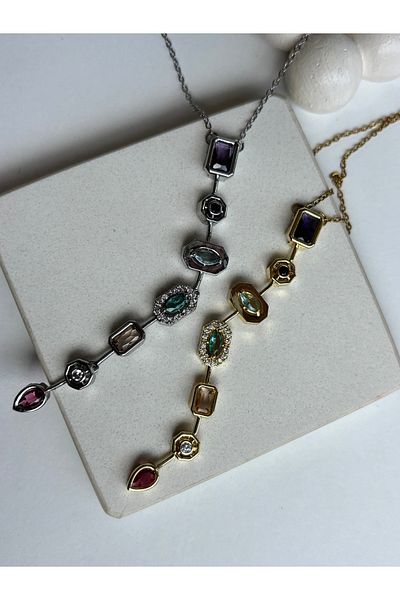 Ressia Y Stone Colored Necklace