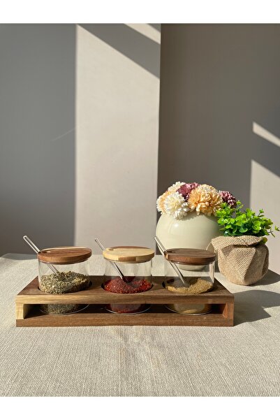 AROMATUM Standlı 3’Lü Cam Baharatlık