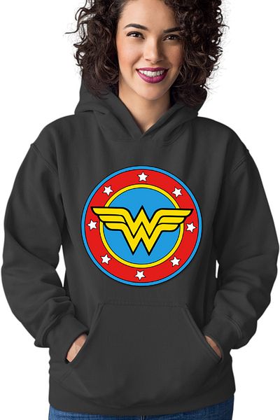 OEM Hanorac dama Wonder Woman Logo Symbol Stars Flag Round Marvel DC