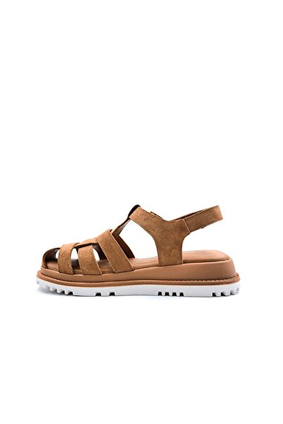 Bulldozer Γνήσιο δέρμα σουέτ μαλακή σόλα με κλειστή μύτη Γυναικεία πέδιλα σε καφέ χρώμα