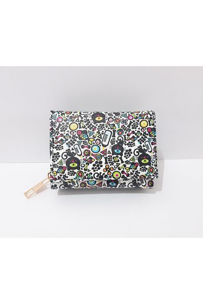renkli çiçekler Children's Wallet 11X8X4 cm Patterned Children's Wallet
