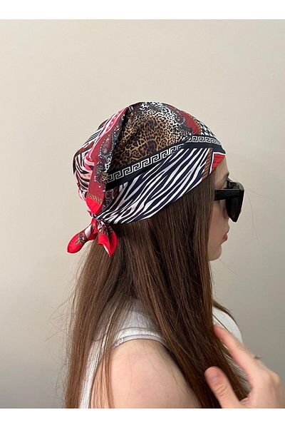 sema aksesuar Houndstooth Leopard Zebra Patterned Bandana - Scarf Gift