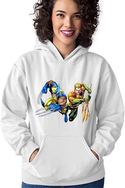 OEM Women's Hoodie Aquaman Wolverine Superhero Super Powers Wolf Cartoons DC