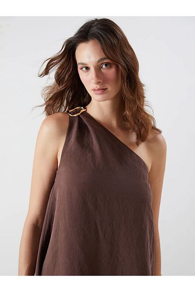 LC Waikiki Lcw Vision Brown One Shoulder Modal Blend Dress
