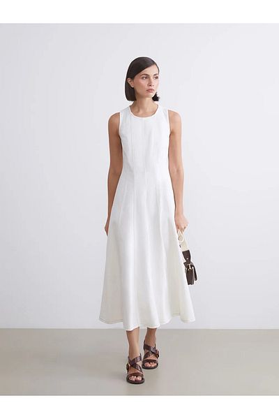 LC Waikiki Lcw Vision White Crew Neck Jean Dress