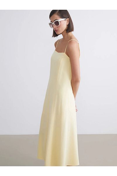 LC Waikiki Lcw Vision Sari Square Neck Linen Blend Dress