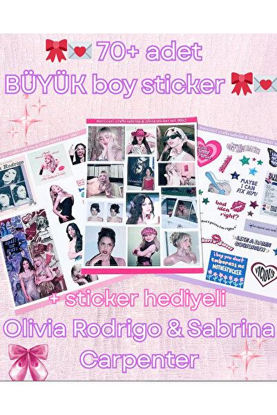 merccuri crafts ملصقات أوليفيا رودريجو سابرينا كاربنتر للمخطط والكمبيوتر المحمول 70 قطعة 3 قطع كبيرة الحجم لامعة