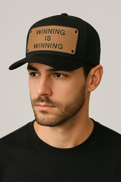 CosmoOutlet Winning Is Winning Written Adjustable Cap Model Black Men's Hat