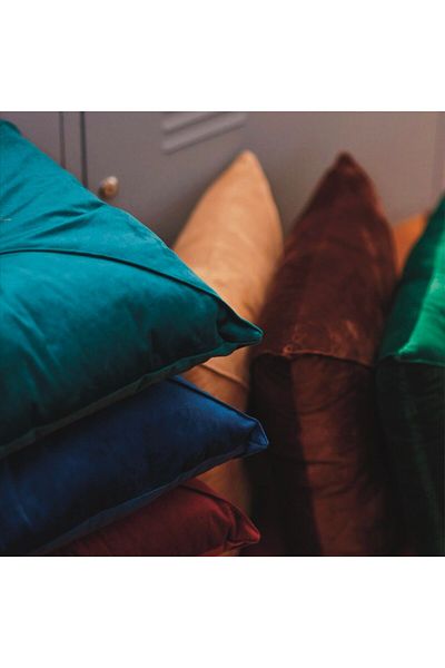 OEM Brown Velvet Puffet Decorative Pillow, Square, 40x40 Cm