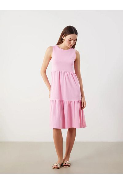LC Waikiki Lcw Comfort Pink Crew Neck Sleeveless Dress