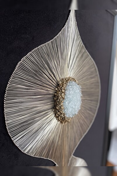 Sun Art Filografi ÜÇLÜ DAMLA MOTİFLİ KIRMA CAM DETAYLI TEL FİLOGRAFİ