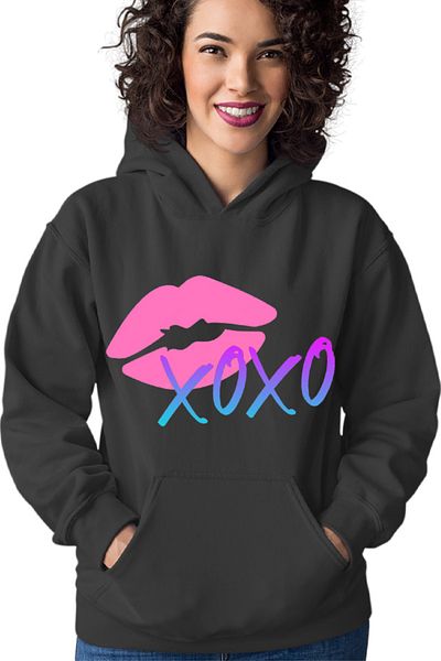 OEM Hanorac dama XOXO Logo Kiss Lips Lipstick Gradient Neon