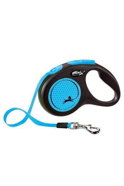 Flexi Lesa New Classic Neon, cu Banda, marimea S/5 m, Albastru
